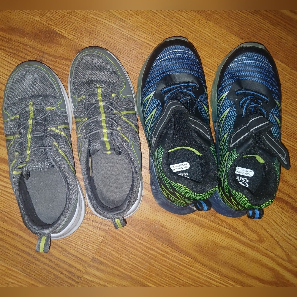 Green and Blue Athletic Shoes Bundled